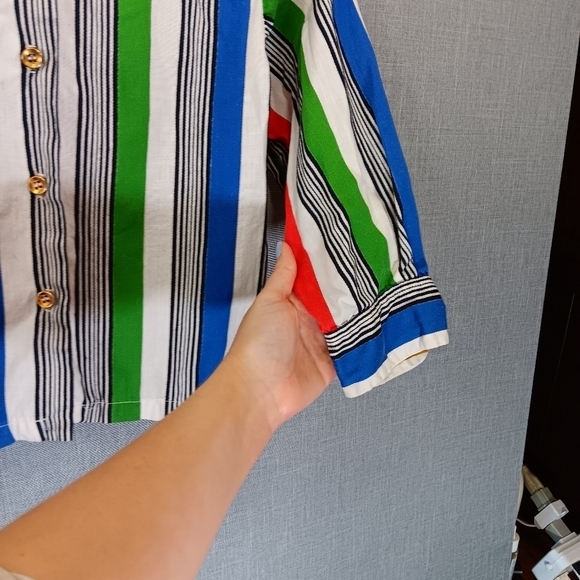 VTG RUTH of CAROLINA Girls Shirt Top Classic 1960s Rainbow Stripes Size Medium - Picture 4 of 7
